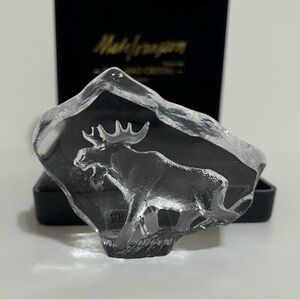 Crystal Moose Sculpture and Cast Iron Froggy Duo